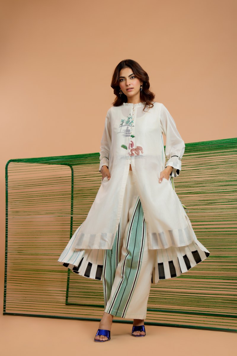 Mal Cotton Kurta Set with Hand-Painted Design