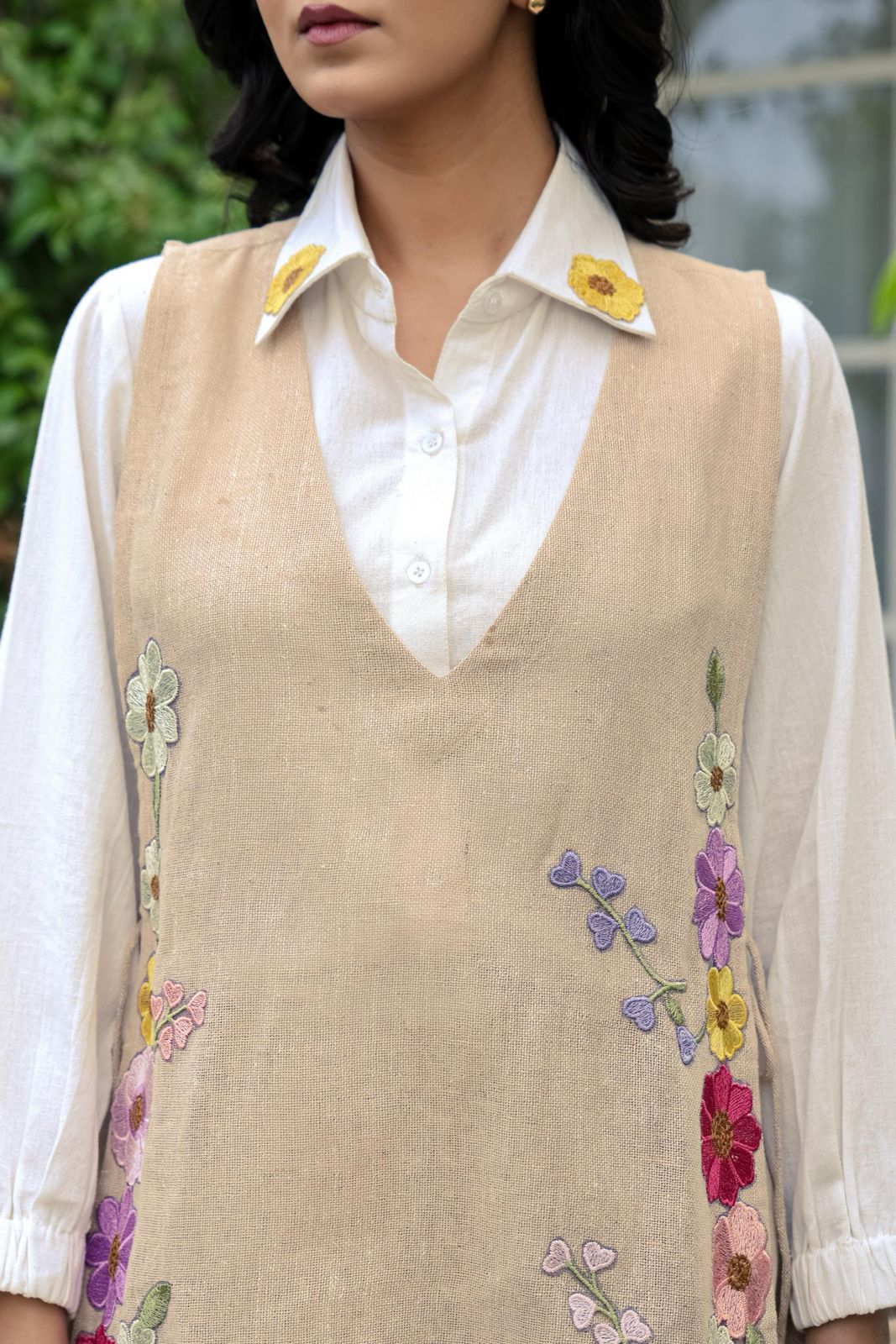 Women’s Khadi Cotton Embroidered Co-Ord Set with Lining