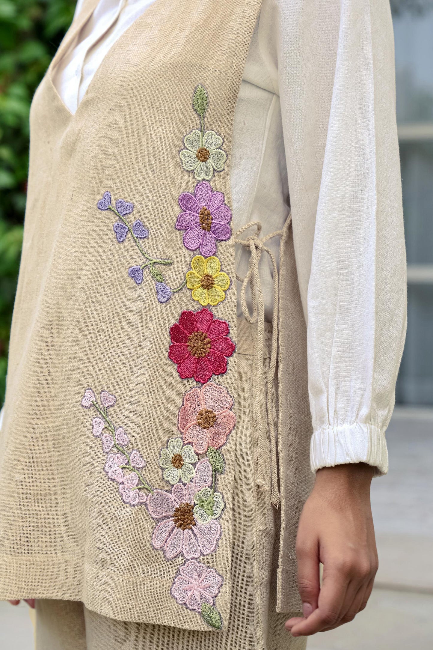 Women’s Khadi Cotton Embroidered Co-Ord Set with Lining