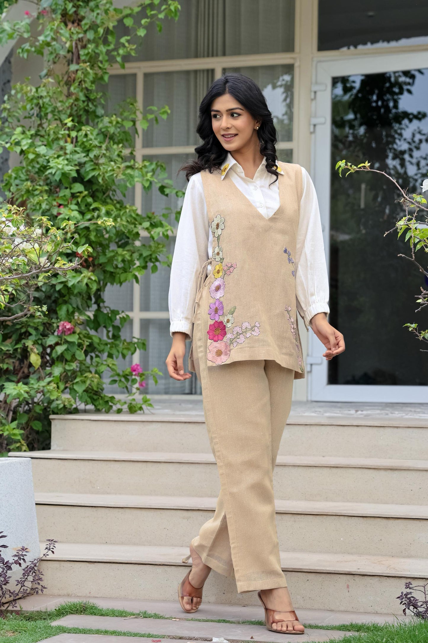 Women’s Khadi Cotton Embroidered Co-Ord Set with Lining
