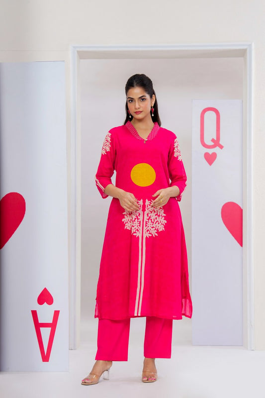 Cotton Digital Print Dress with Lining for Women