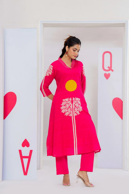 Cotton Digital Print Dress with Lining for Women