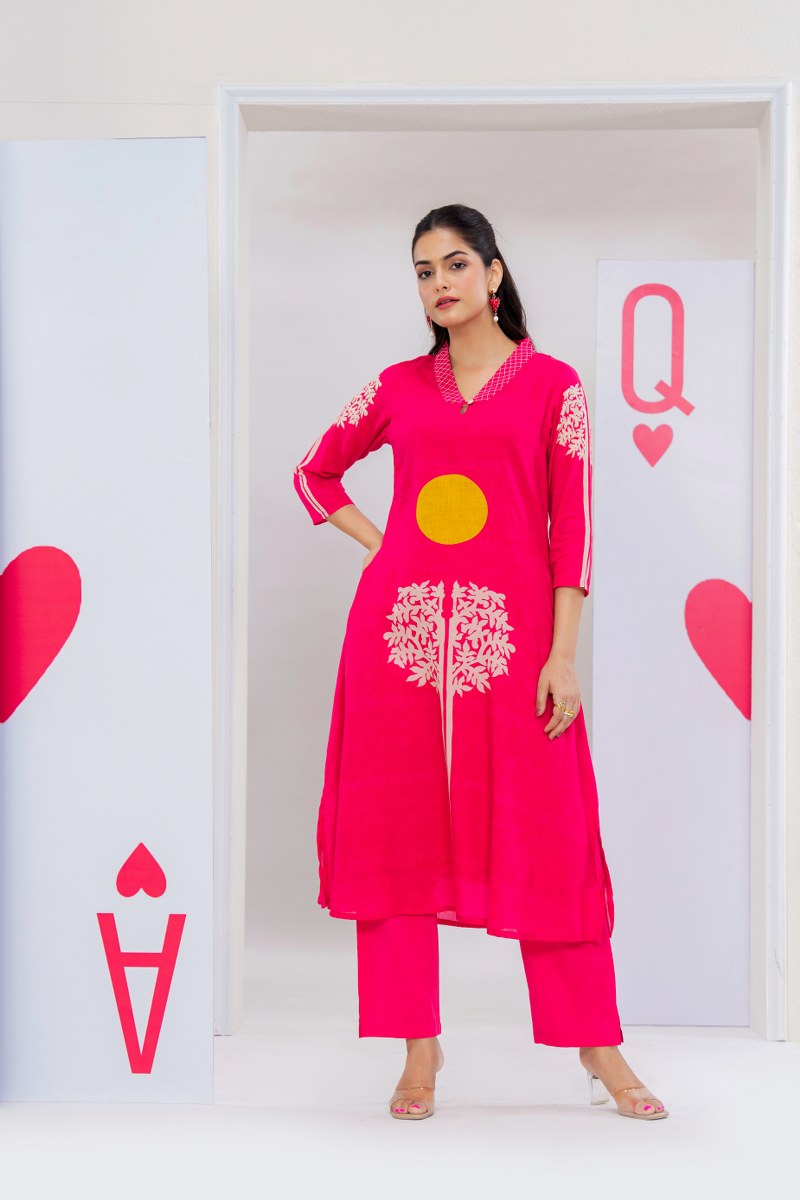 Cotton Digital Print Dress with Lining for Women