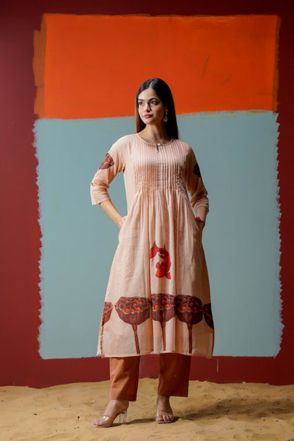 Mal Cotton Printed Kurta with Lining for Women – Stylish & Comfortable