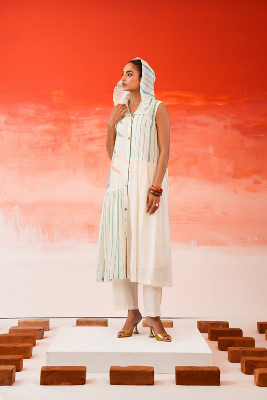 Mal Cotton Printed Hooded Kurta Set