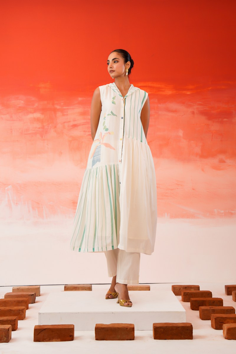 Mal Cotton Printed Hooded Kurta Set