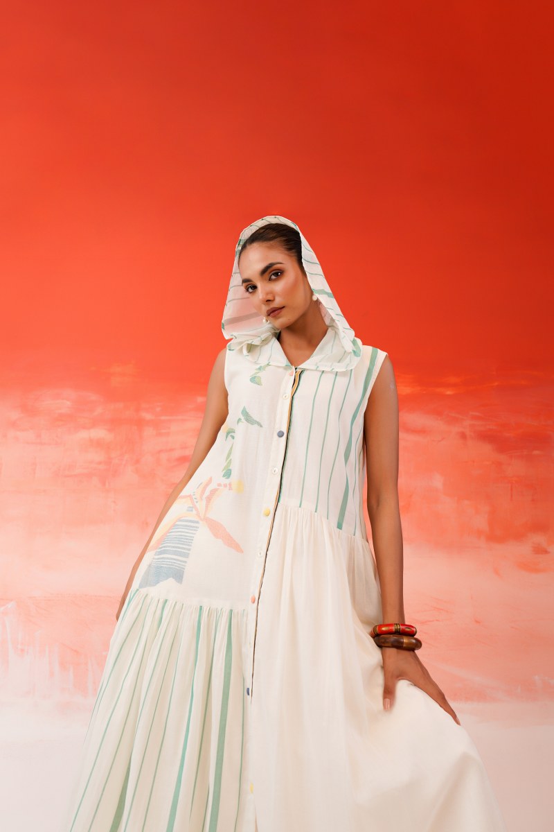 Mal Cotton Printed Hooded Kurta Set