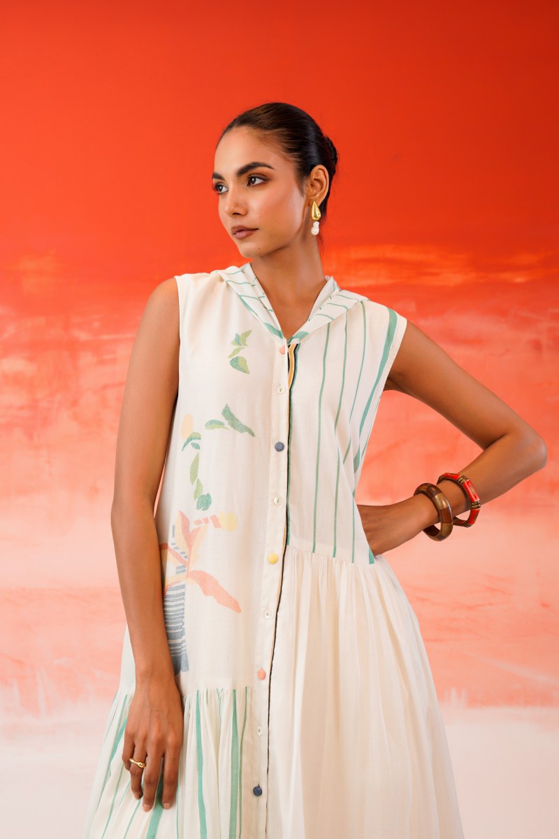 Mal Cotton Printed Hooded Kurta Set