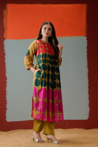 stylish mustard yellow kurta set