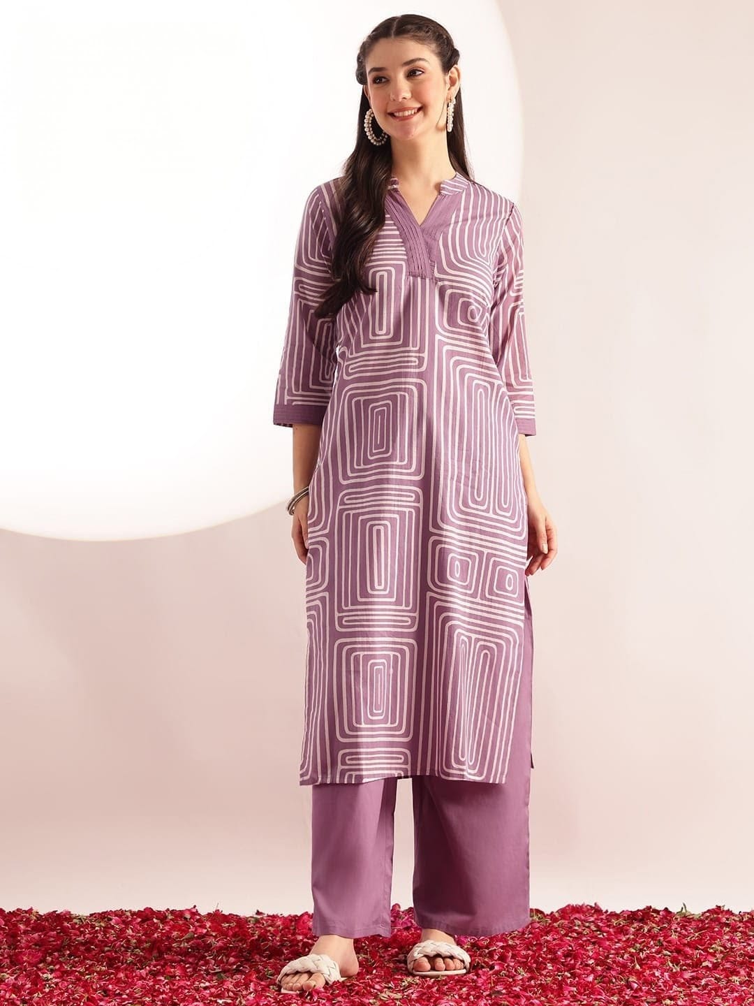 Geometric Printed Kurta Set for Women