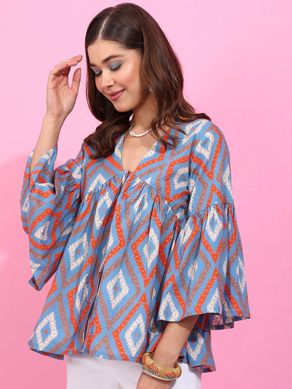 Women’s Printed Flared Sleeve Top