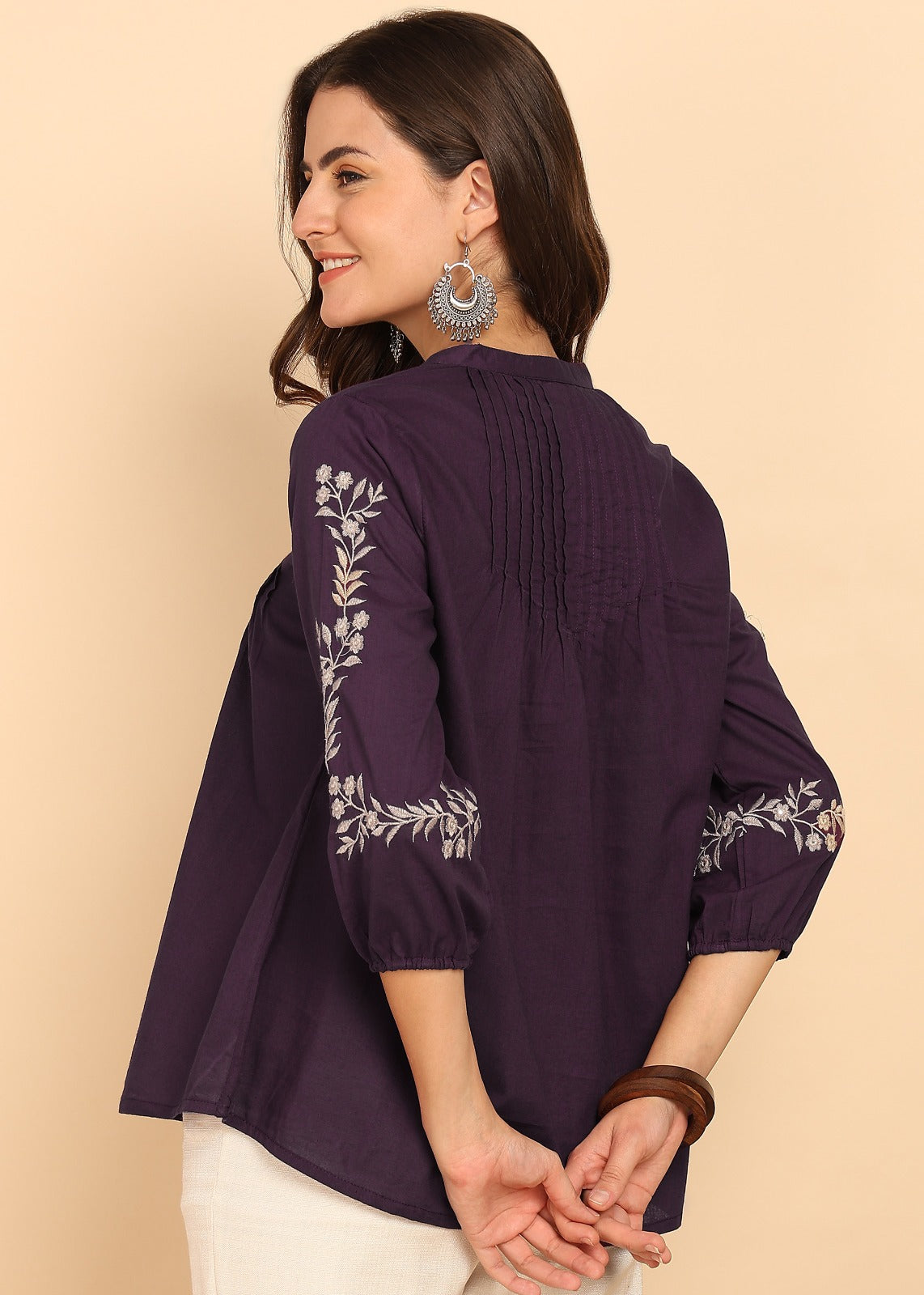 Embroidered cotton top for women