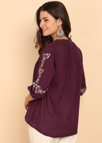 Embroidered cotton top for women
