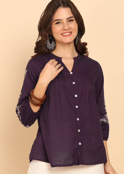 Embroidered cotton top for women