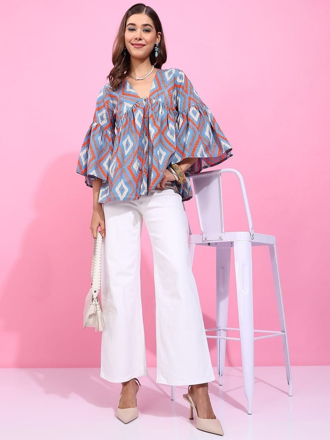 Women’s Printed Flared Sleeve Top