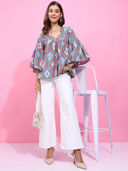 Women’s Printed Flared Sleeve Top