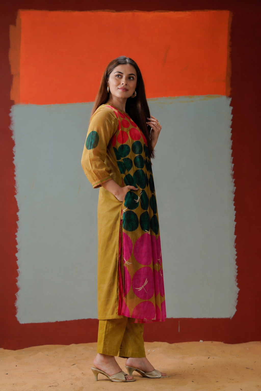 stylish mustard yellow kurta set