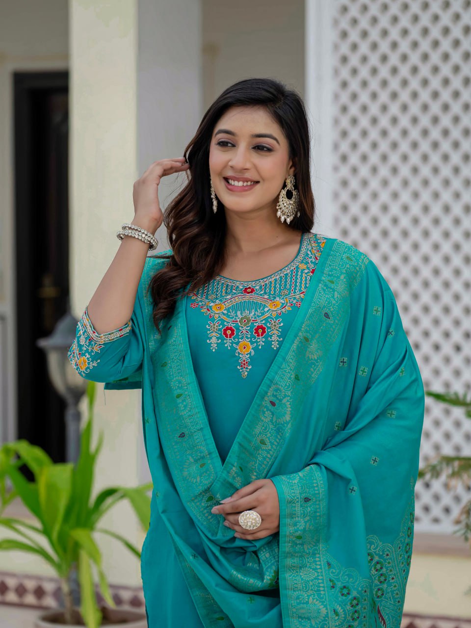 Designer Roman Kurti Set