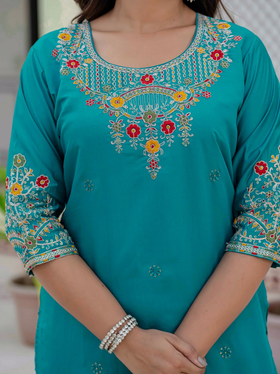 Designer Roman Kurti Set