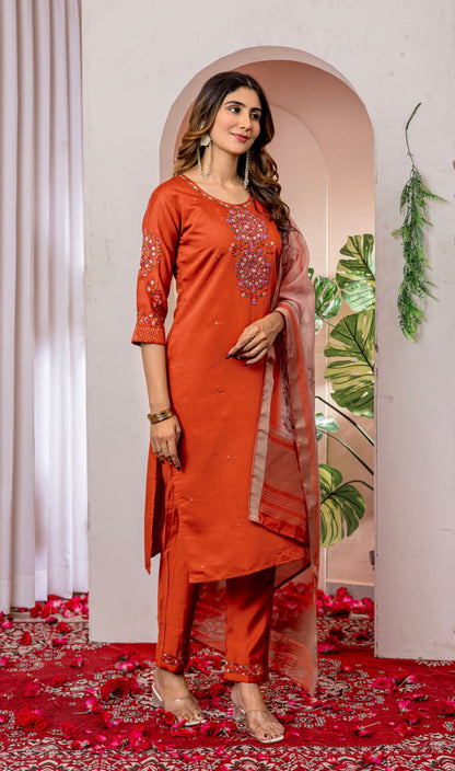 Elegant Straight Kurti Set