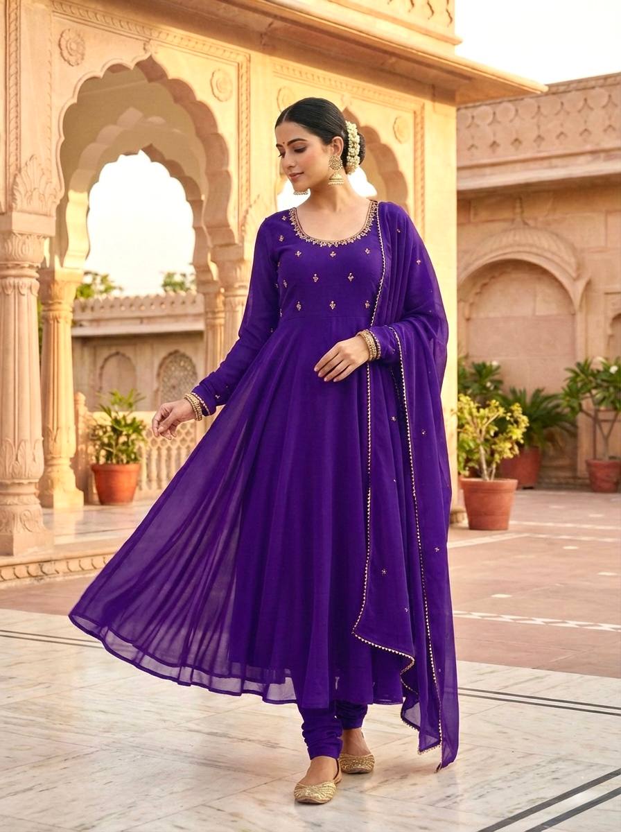 New purple Party Wear Look Georgette Gown