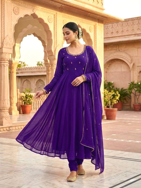 New purple Party Wear Look Georgette Gown