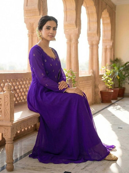 New purple Party Wear Look Georgette Gown