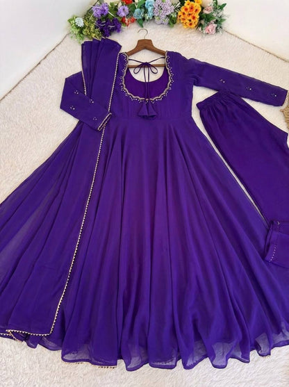 New purple Party Wear Look Georgette Gown
