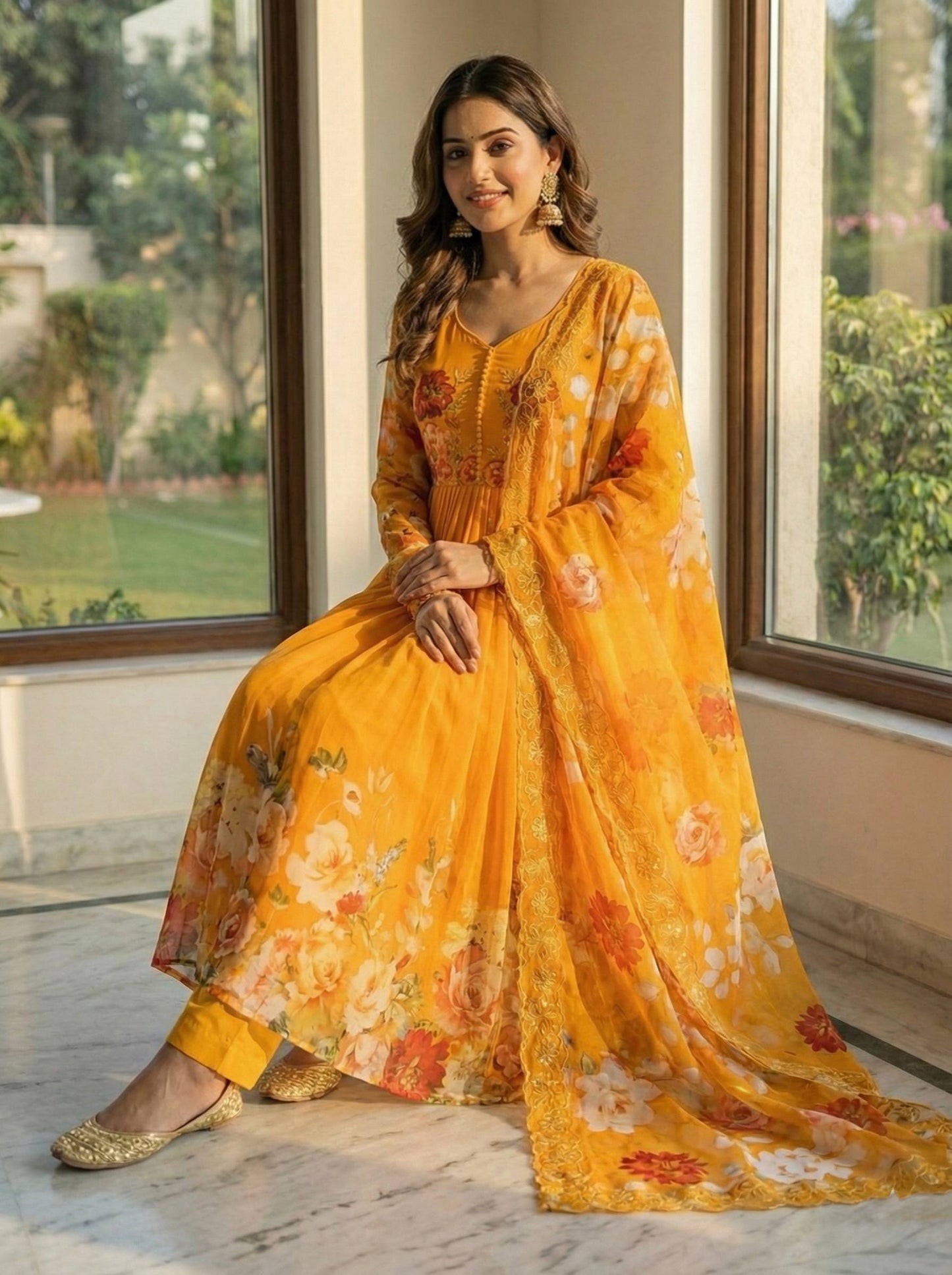 New yellow Party Wear Look Fox Georgette Gown