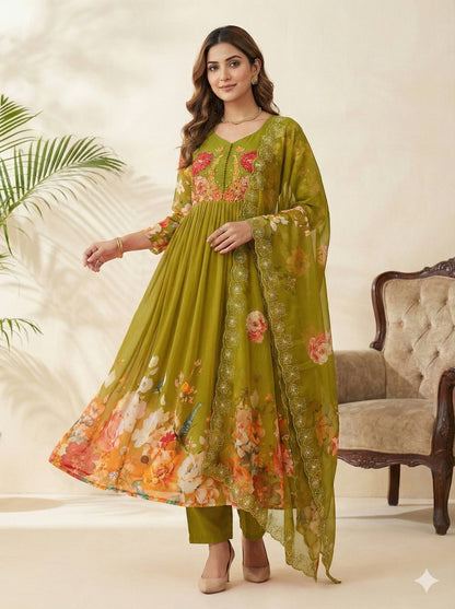 Presenting New Party Wear Look olive green gown