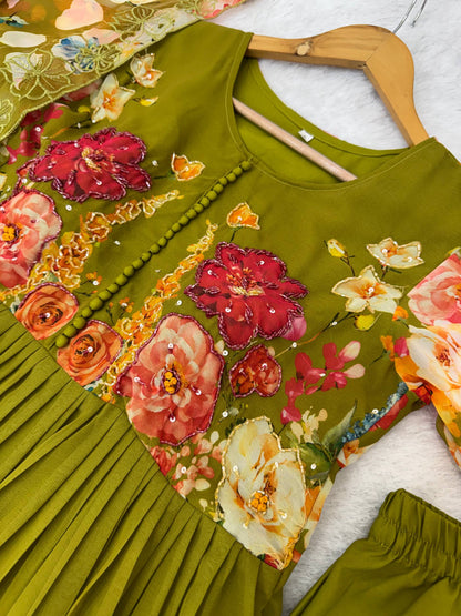 Presenting New Party Wear Look olive green gown