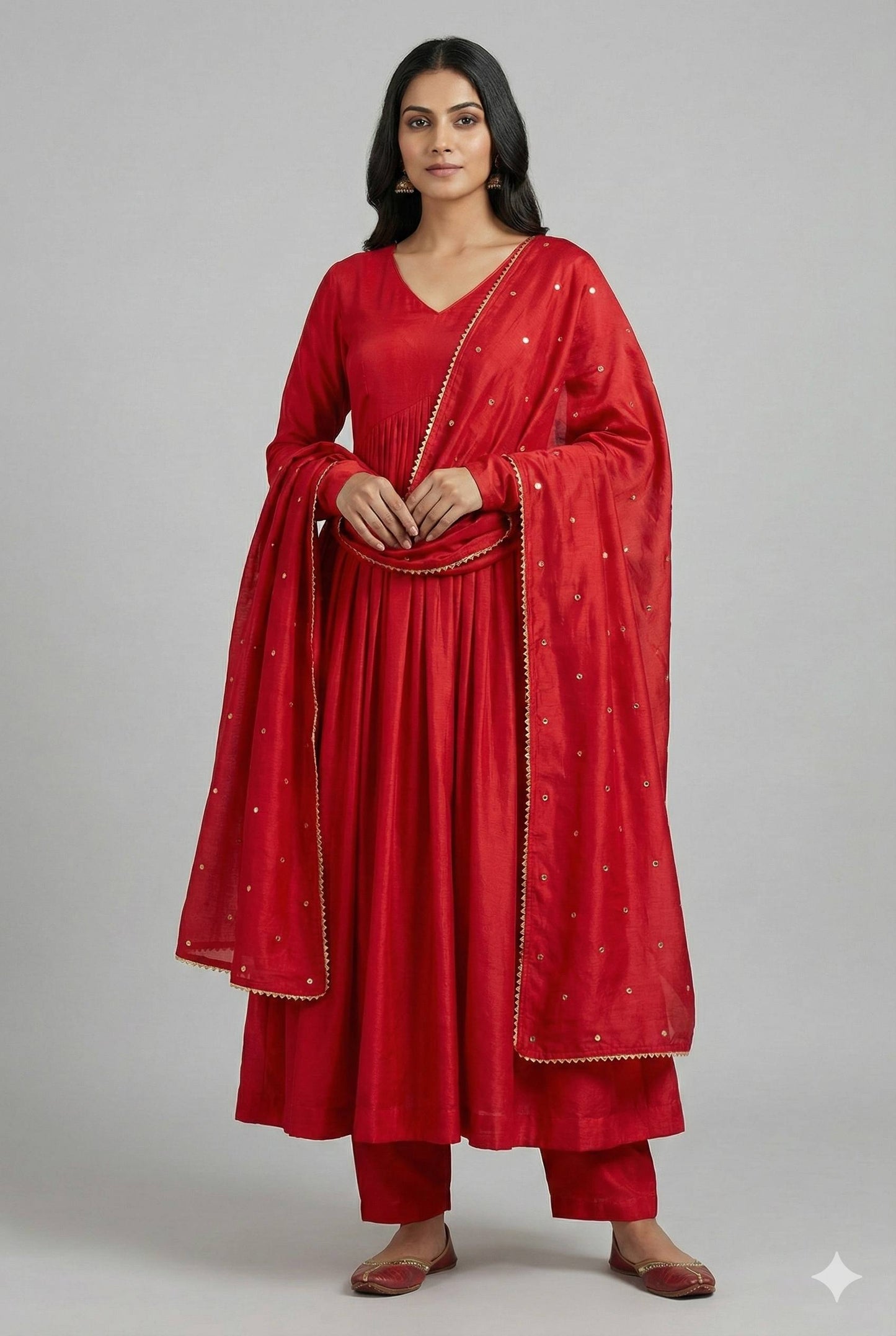 Chanderi Cotton  Gown With Dupatta , bottom