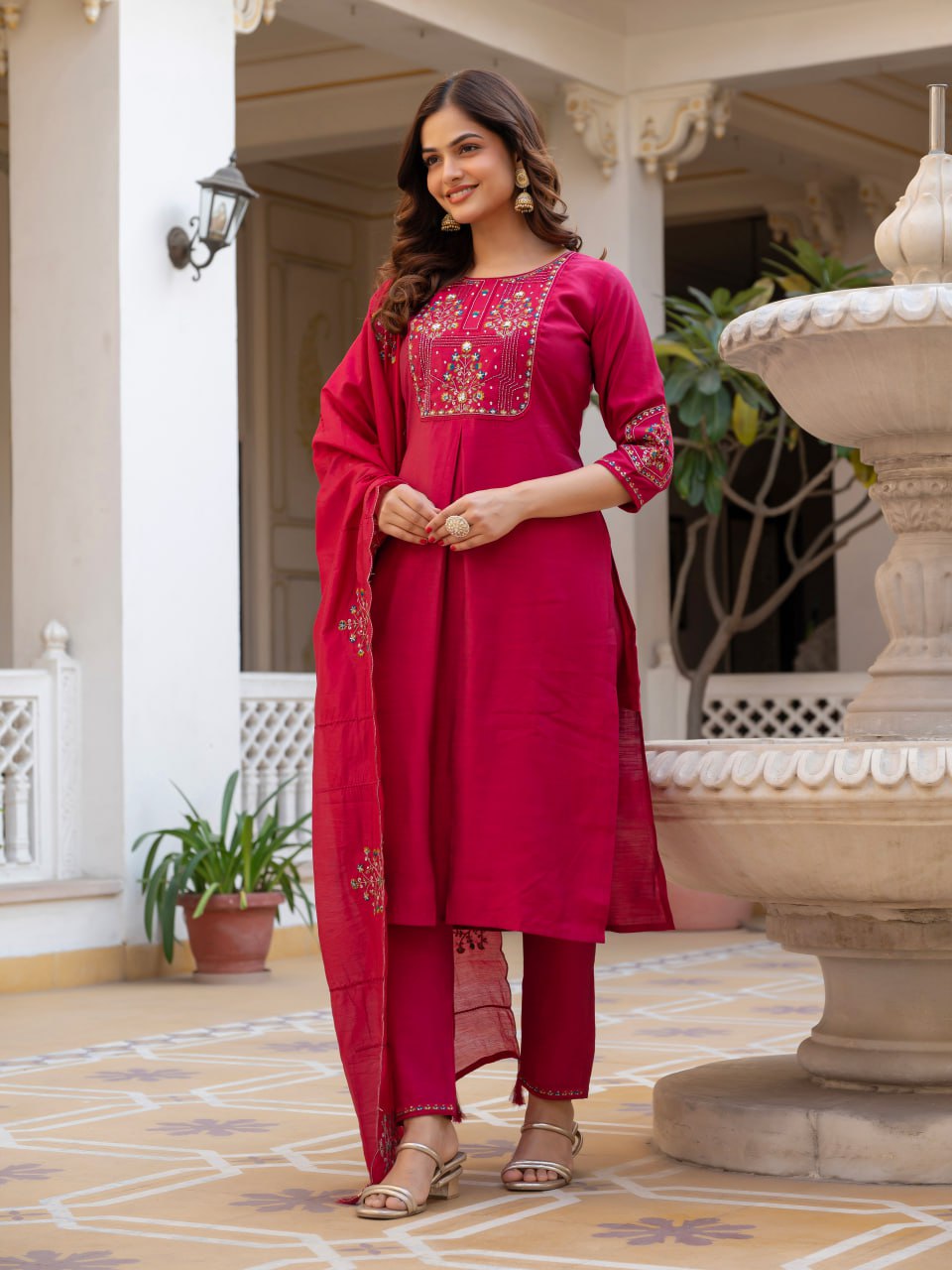 🌸 Designer Kurti Set with hand work 🌸