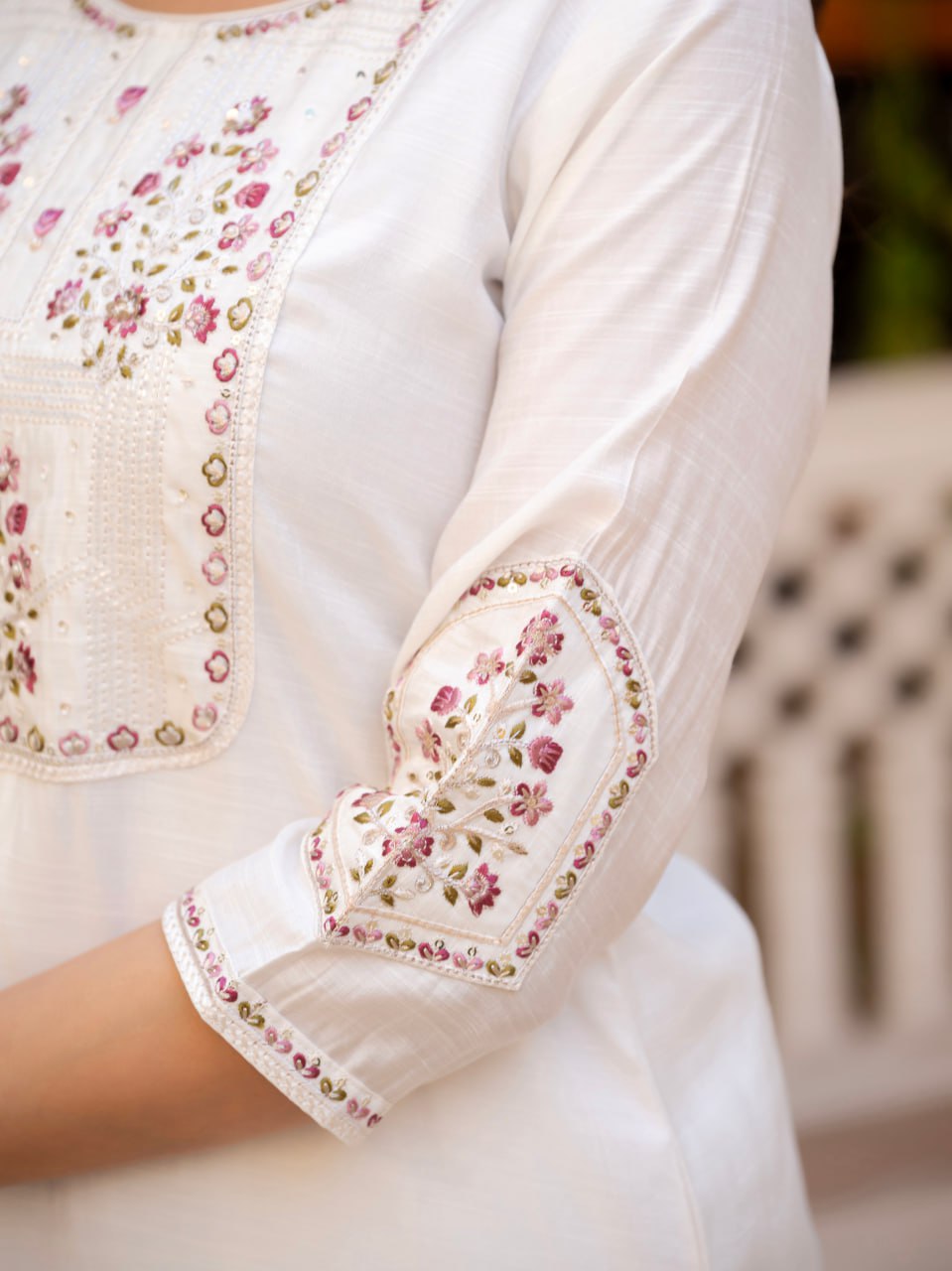 🌸 Designer Kurti Set with hand work 🌸