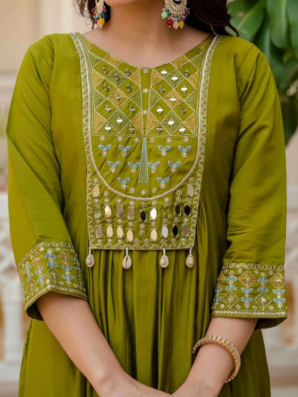 Real Mirror Hand Work kurti set