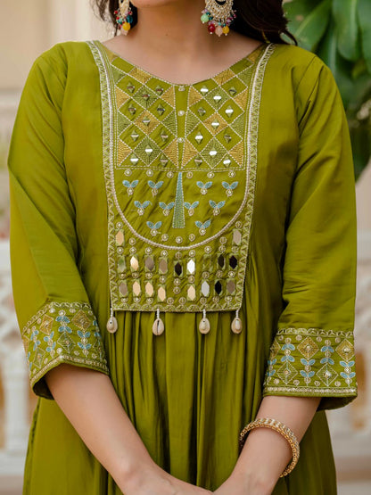 Real Mirror Hand Work kurti set