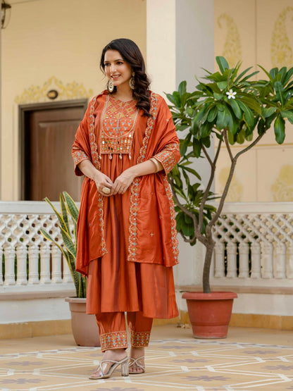Real Mirror Hand Work kurti set