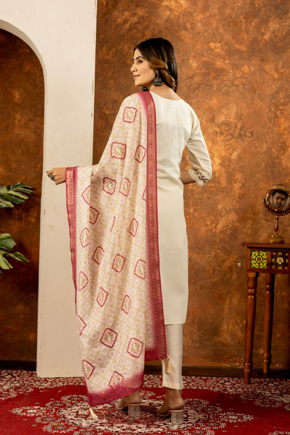 Designed Straight Kurti Pant Dupatta Set