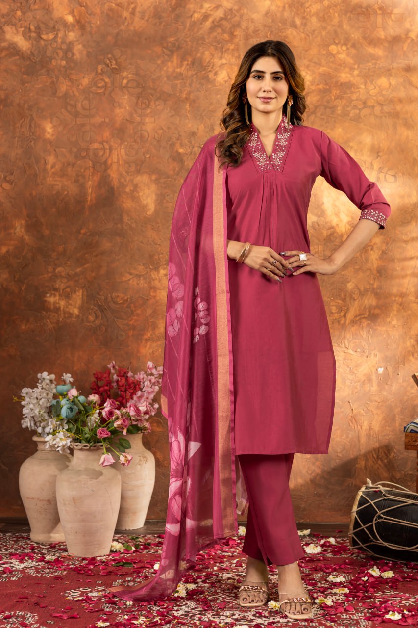 Elegant Straight Kurti Pant Dupatta Set
