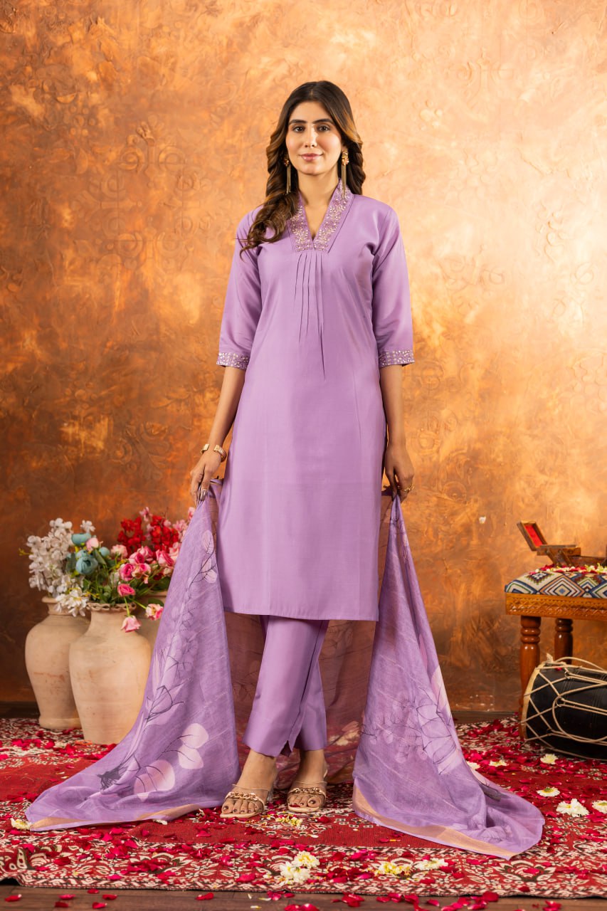 Elegant Straight Kurti Pant Dupatta Set