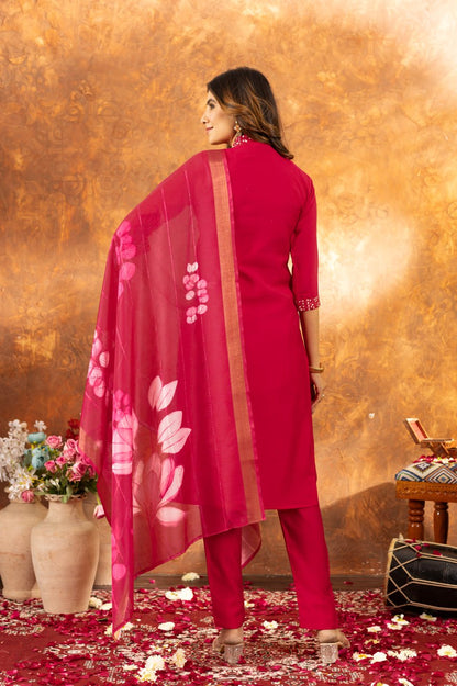 Elegant Straight Kurti Pant Dupatta Set
