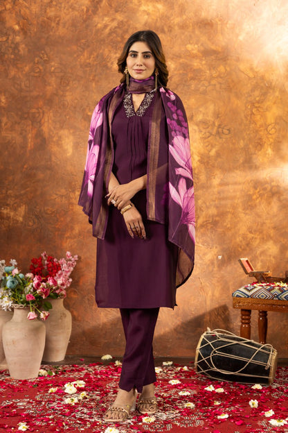 Elegant Straight Kurti Pant Dupatta Set