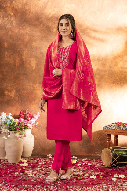 Effortless grace in our Straight Kurti Pant Dupatta set