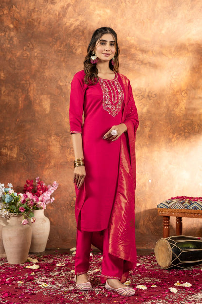 Effortless grace in our Straight Kurti Pant Dupatta set