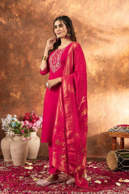 Effortless grace in our Straight Kurti Pant Dupatta set