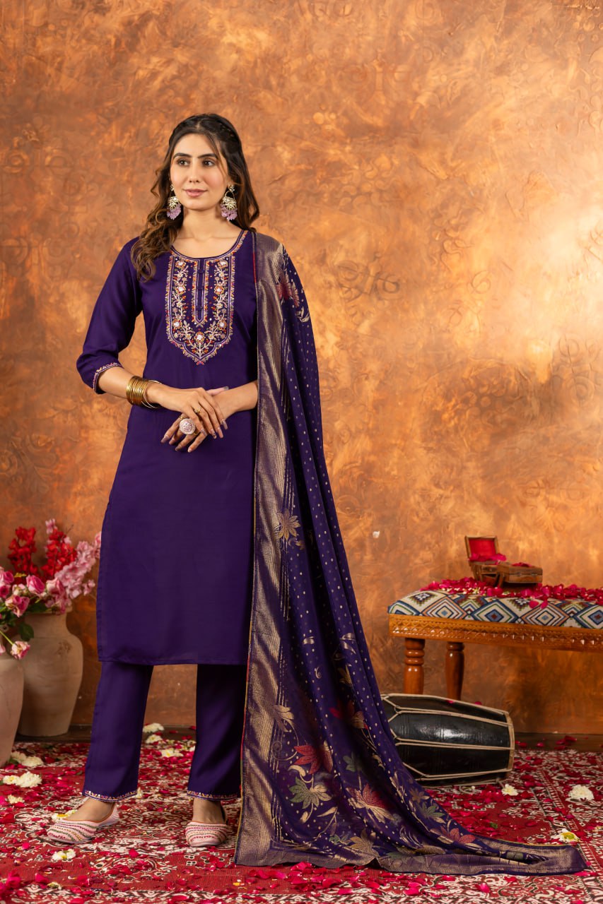 Effortless grace in our Straight Kurti Pant Dupatta set