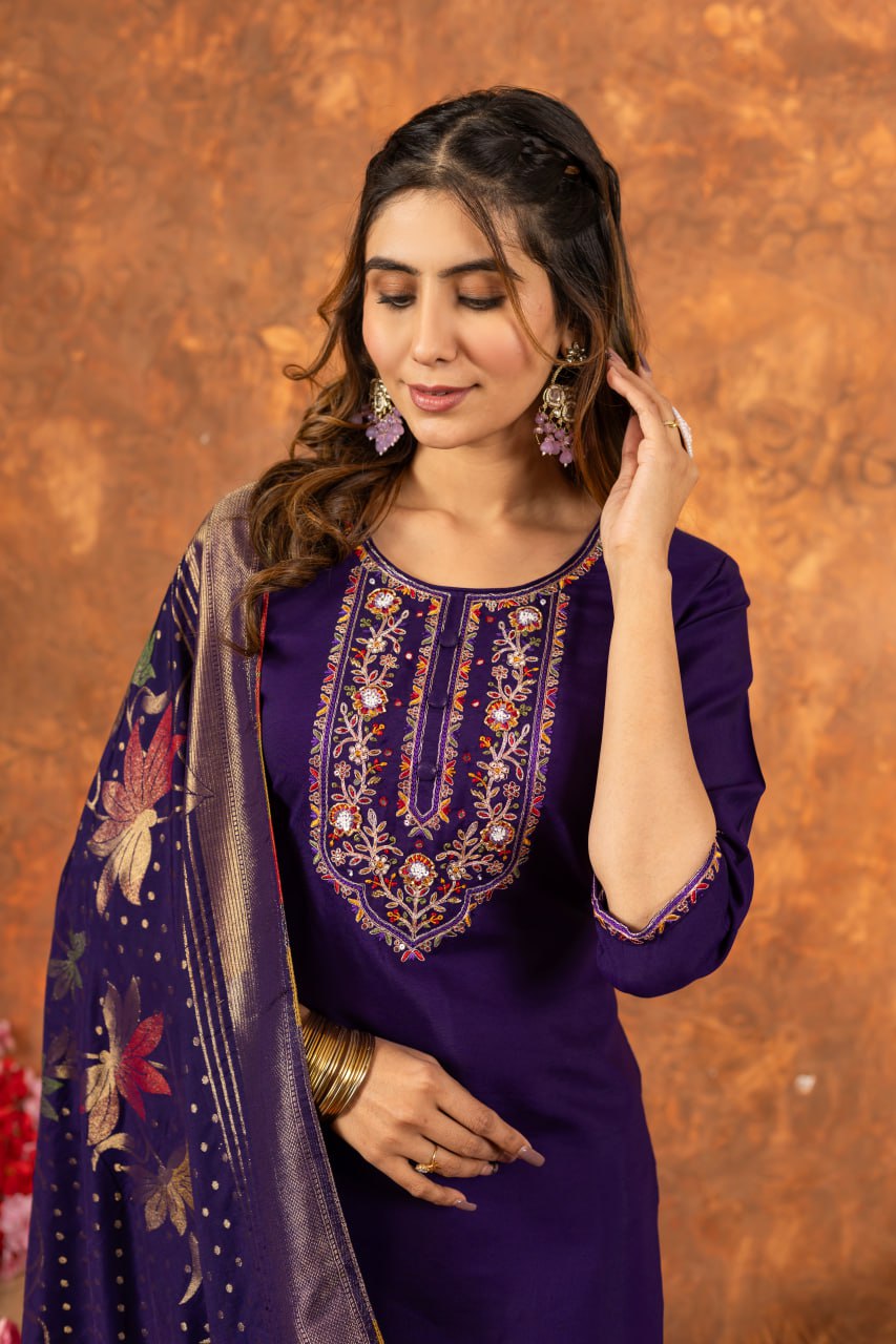 Effortless grace in our Straight Kurti Pant Dupatta set