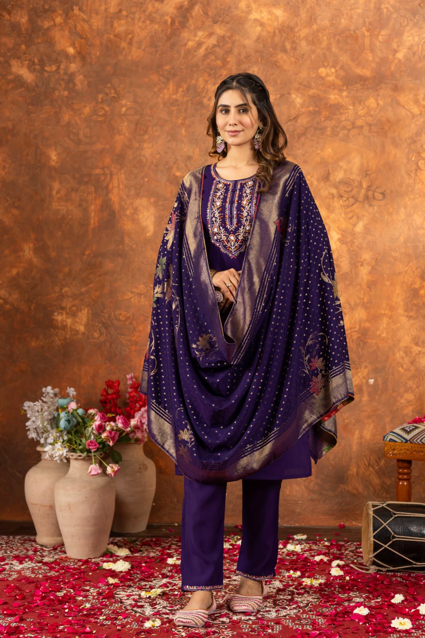Effortless grace in our Straight Kurti Pant Dupatta set