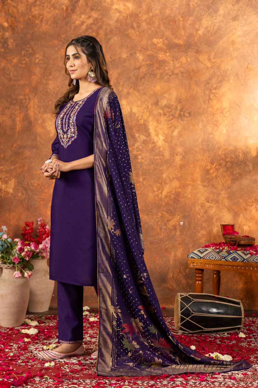 Effortless grace in our Straight Kurti Pant Dupatta set