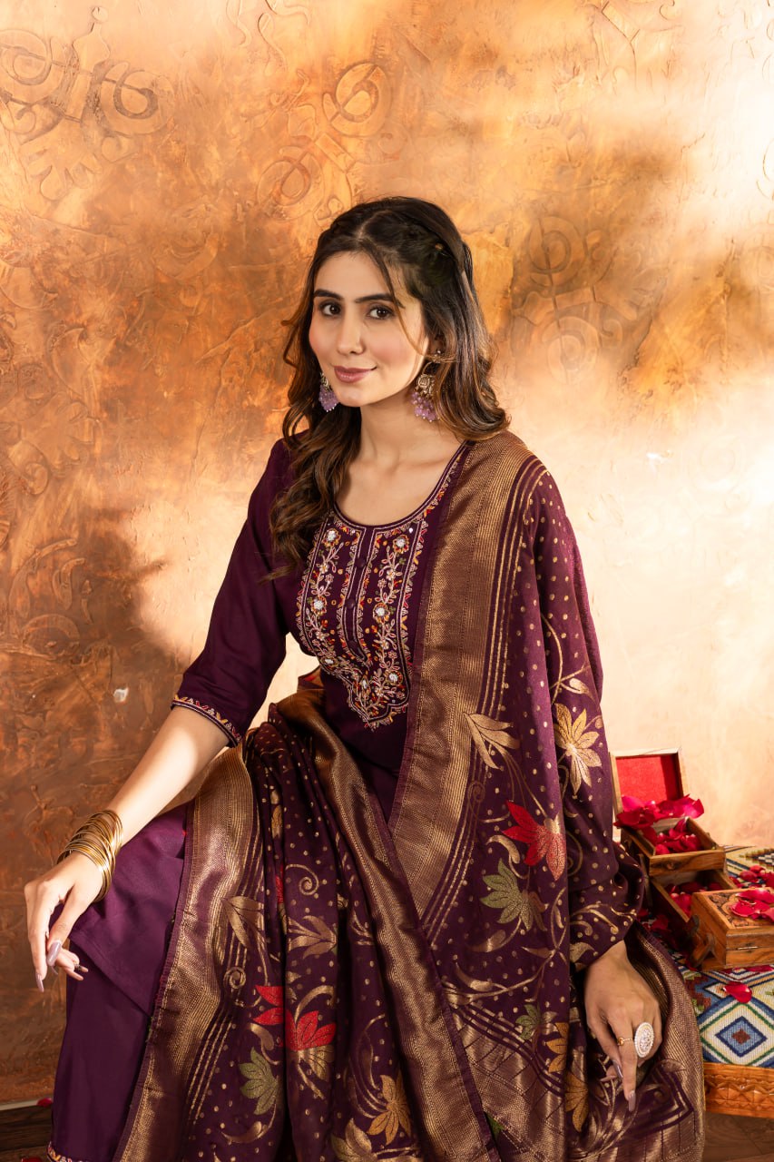 Effortless grace in our Straight Kurti Pant Dupatta set